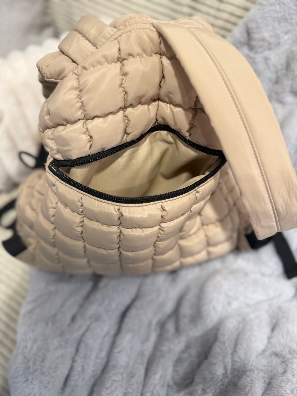 FP Movement Free People Quilted Hiker Backpack Tan One Size - Picture 12 of 13